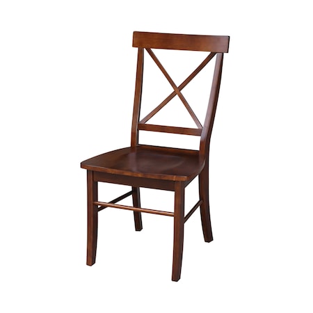International Concepts Set of 2 X-Back Chairs with Solid Wood Seats, Espresso C581-613P